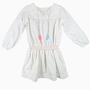 EVERBLOOM Girls Long Sleeve Swiss Dot Cinched Waist Dress - 6